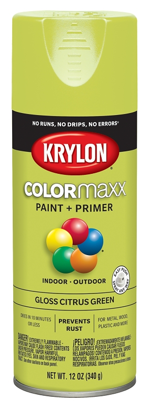 COLORmaxx Gloss Citrus Green Spray Paint and Primer, 12 Ounce Can
