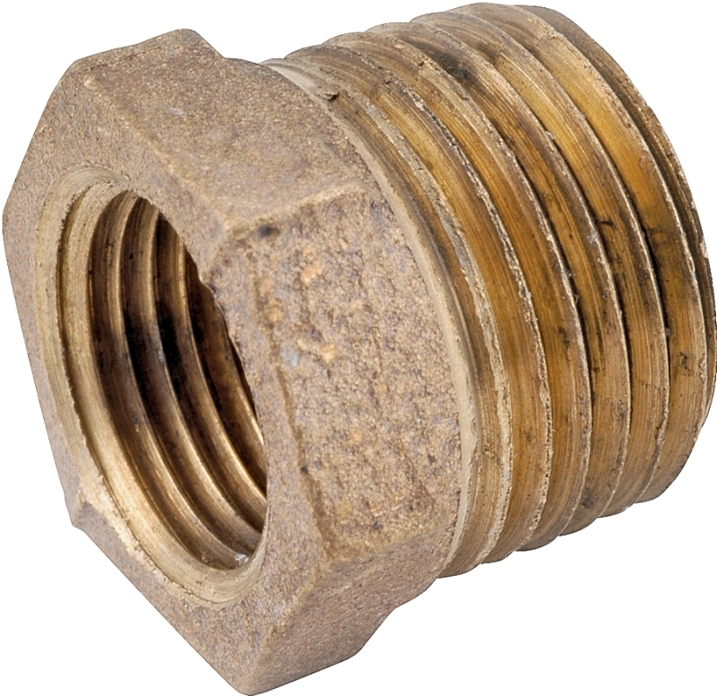 Pipe Fitting, Red Brass Hex Bushing, Lead Free, 1/2 x 1/4 In.