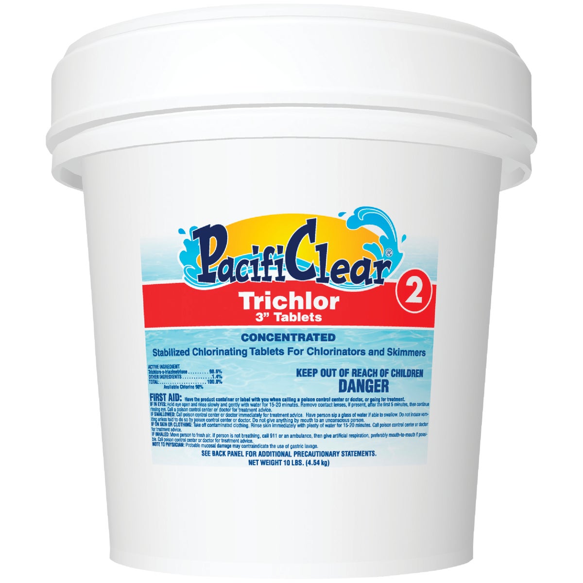 3 In. Trichlor Chlorine Tablets - 10 Lb. Pail For Pool Care