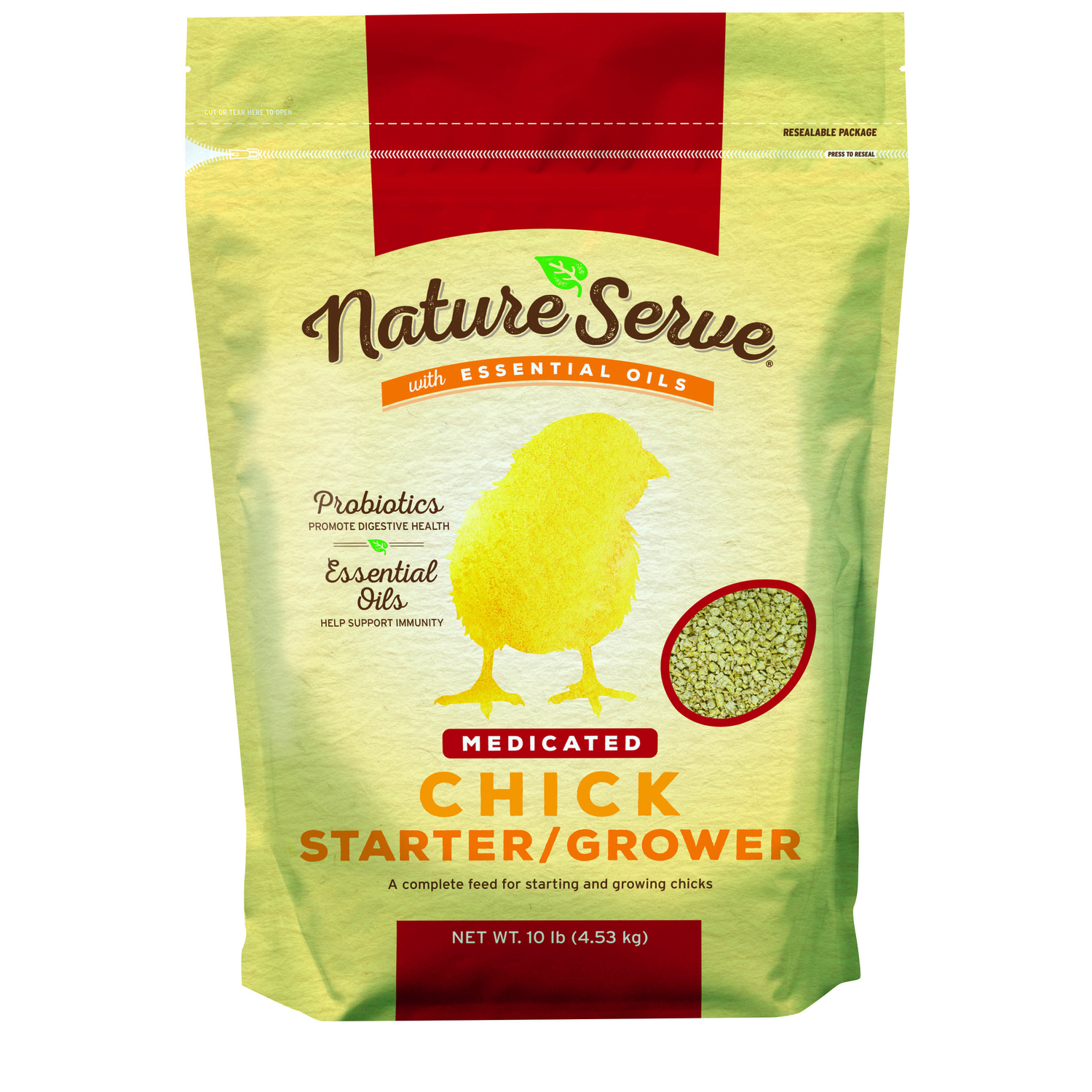 Medicated Chick Starter Grower Feed with Essential Oils, 10 Lbs.