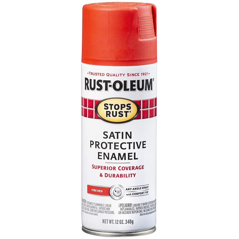 Stops Rust 12 Oz. Satin Fire Red Spray Paint Protective Enamel