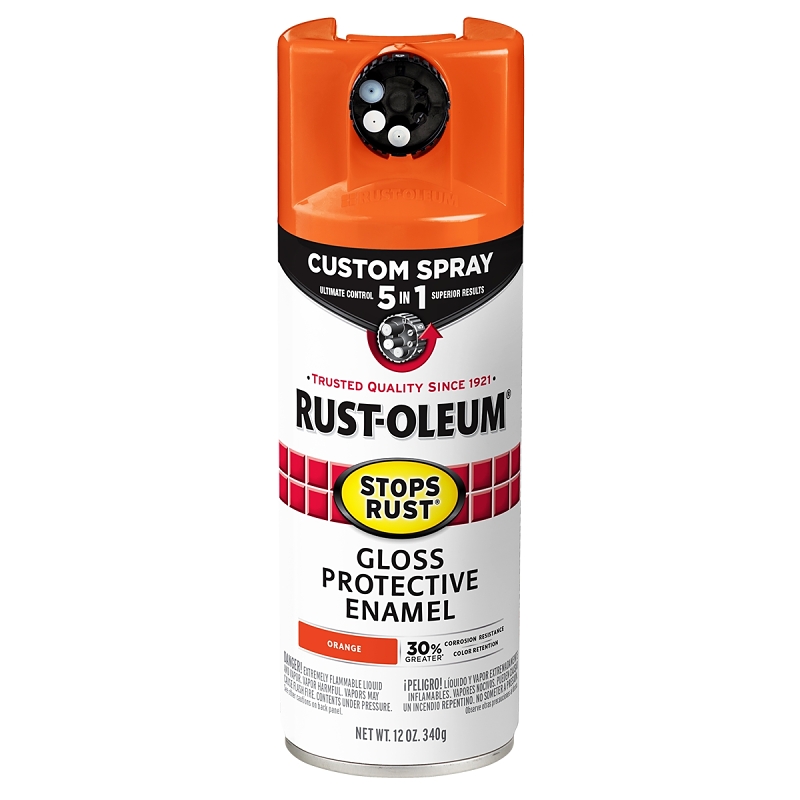 Stops Rust Custom Spray 5-in-1 Spray Paint, Gloss Orange, 12 oz.