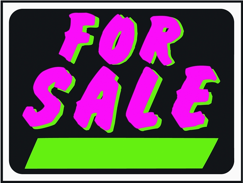 9x12 Weatherproof Plastic For Sale Sign With Bold Pink & Green Lettering