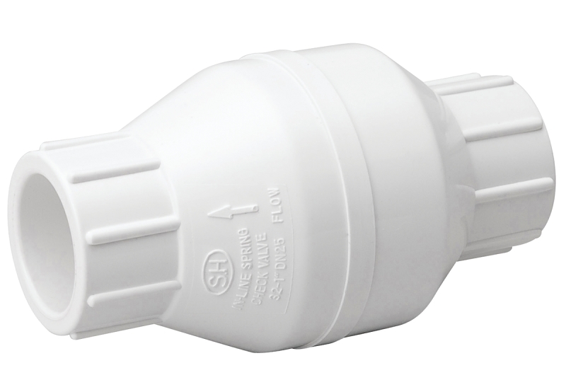 PVC Check Valve, Solvent Weld, White, Schedule 40, 1 In.