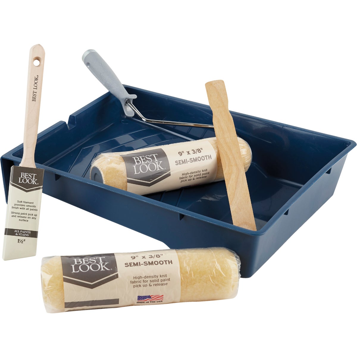 6-piece Roller And Tray Set With Knit Roller Covers And Angle Brush