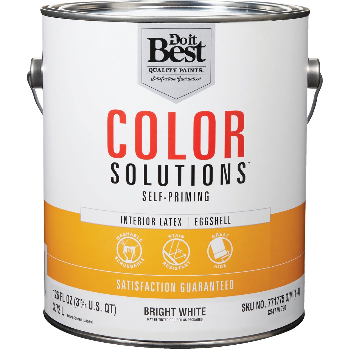 Latex Self-priming Eggshell Interior Wall Paint, Bright White, 1 Gallon