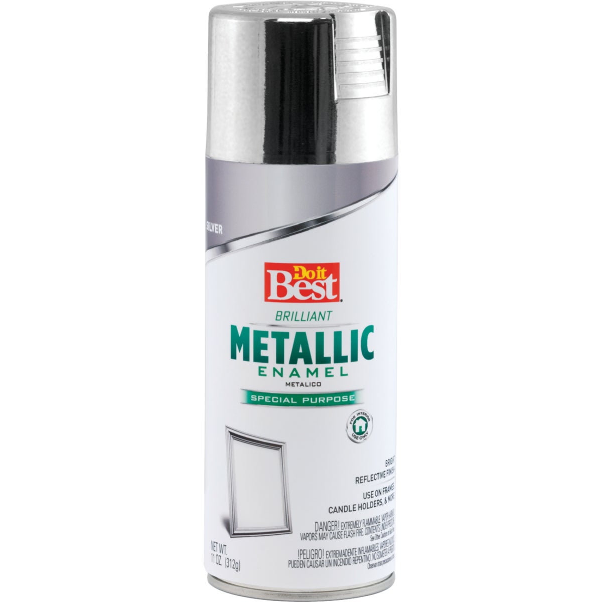 11 Oz. Metallic Satin Enamel Spray Paint, Silver - Fast-dry Formula