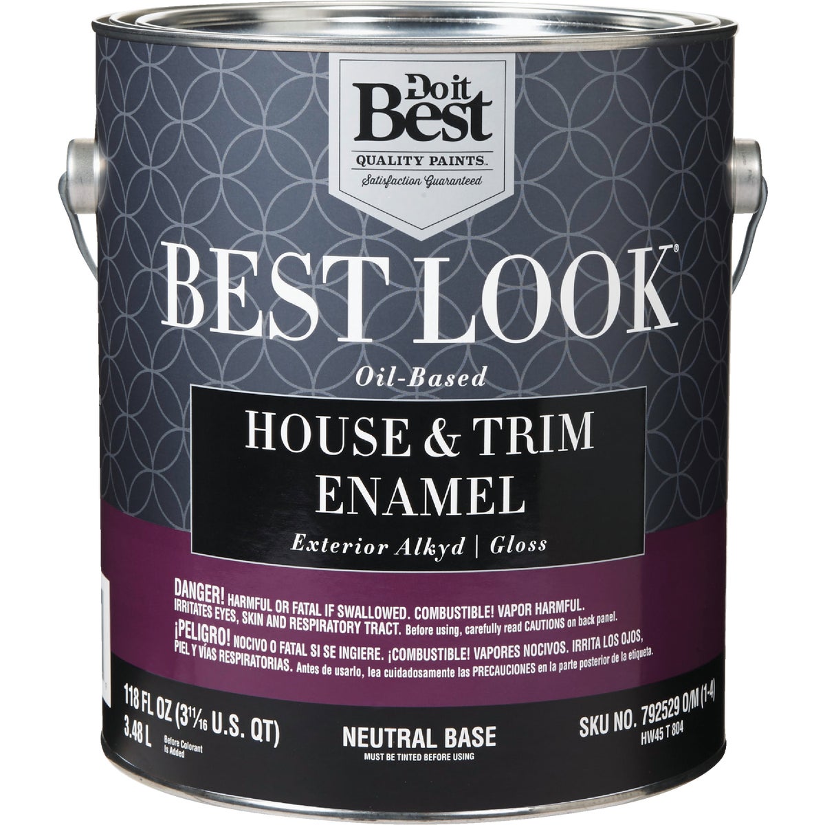Best Look Oil-based Alkyd Gloss Exterior House & Trim Enamel Paint, Neutral Base, 1 Gallon