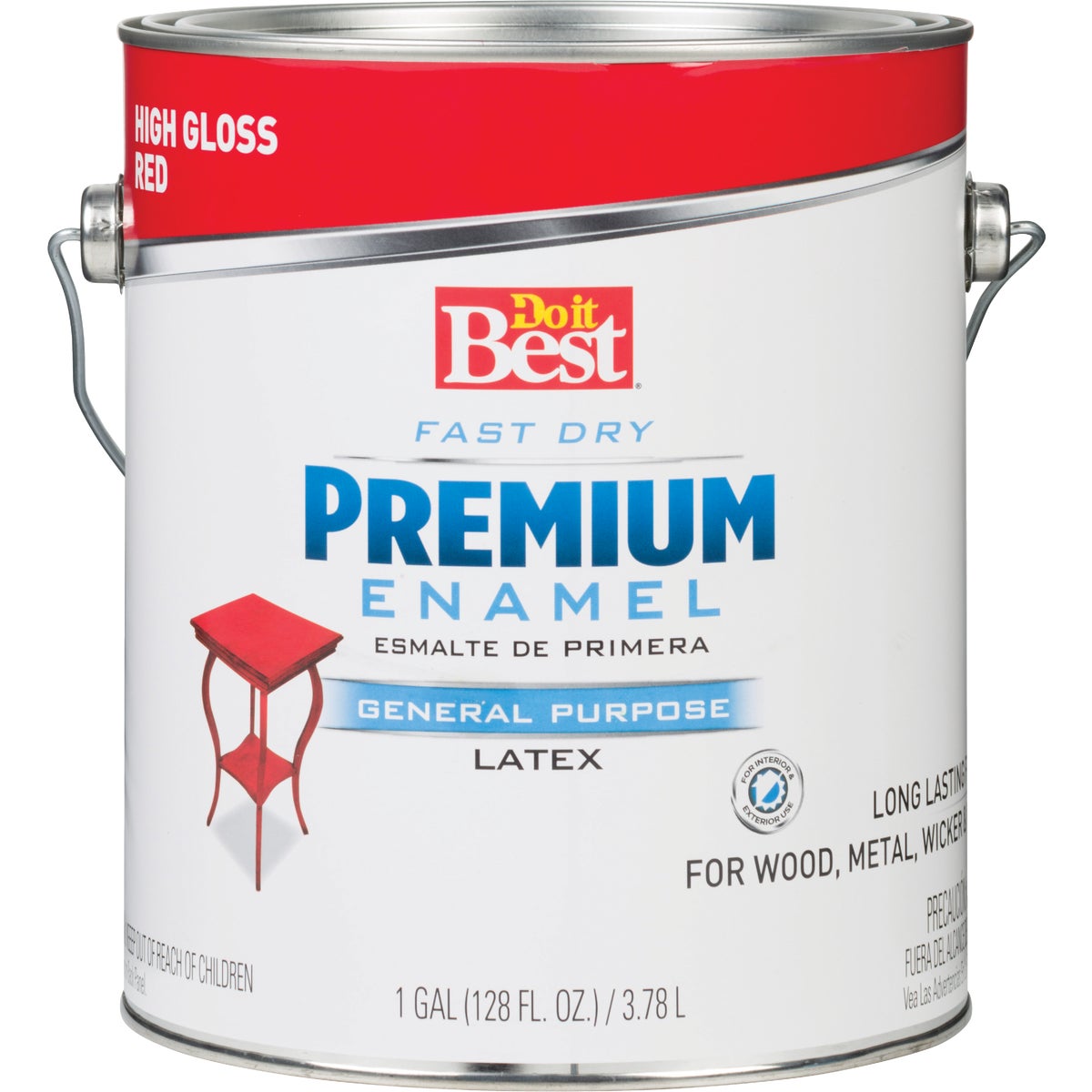 Fast Dry Acrylic Latex Gloss Premium Enamel, Red, 1 Gallon