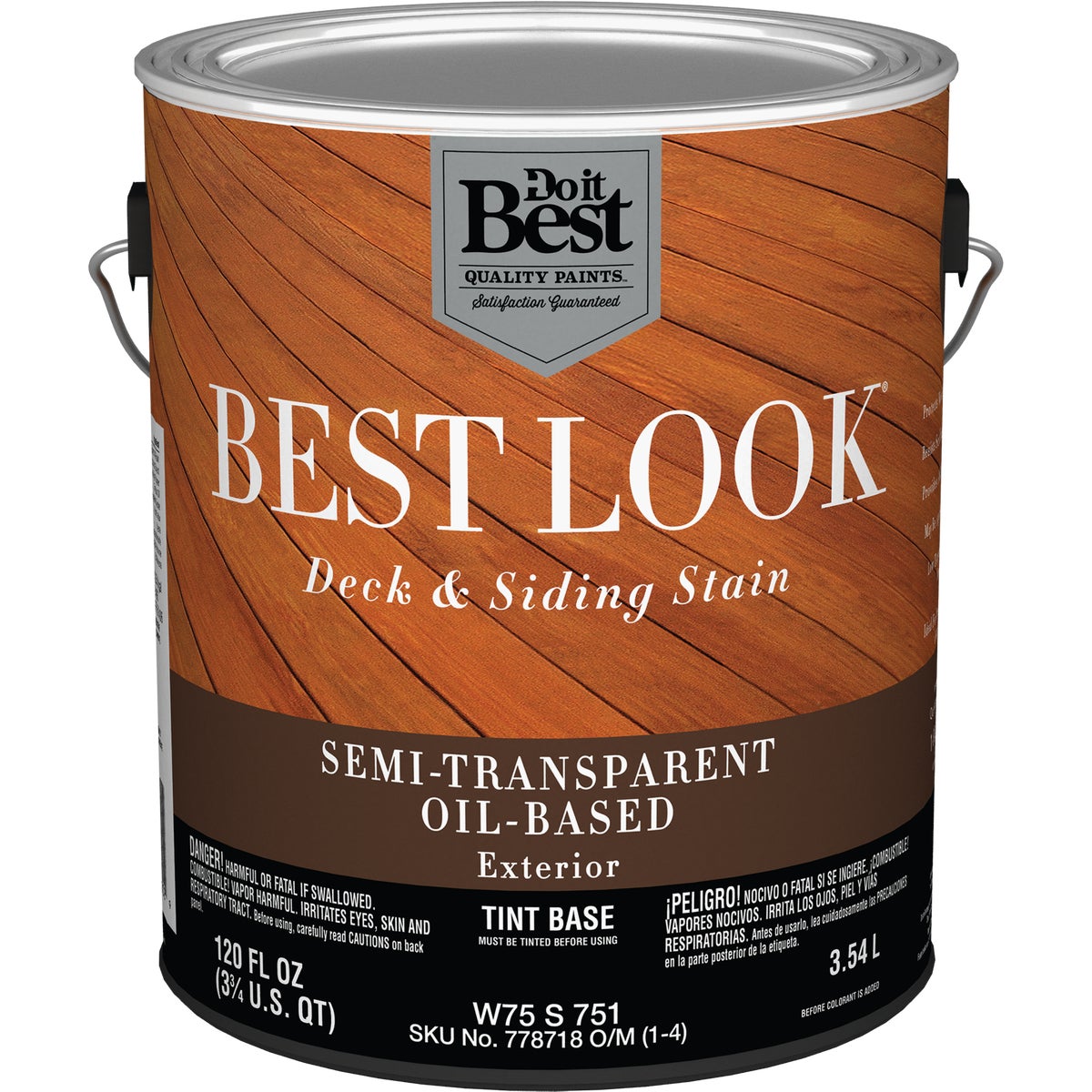 Best Look Oil Based Semi-transparent Deck & Siding Exterior Stain, Tint Base, 1 Gallon