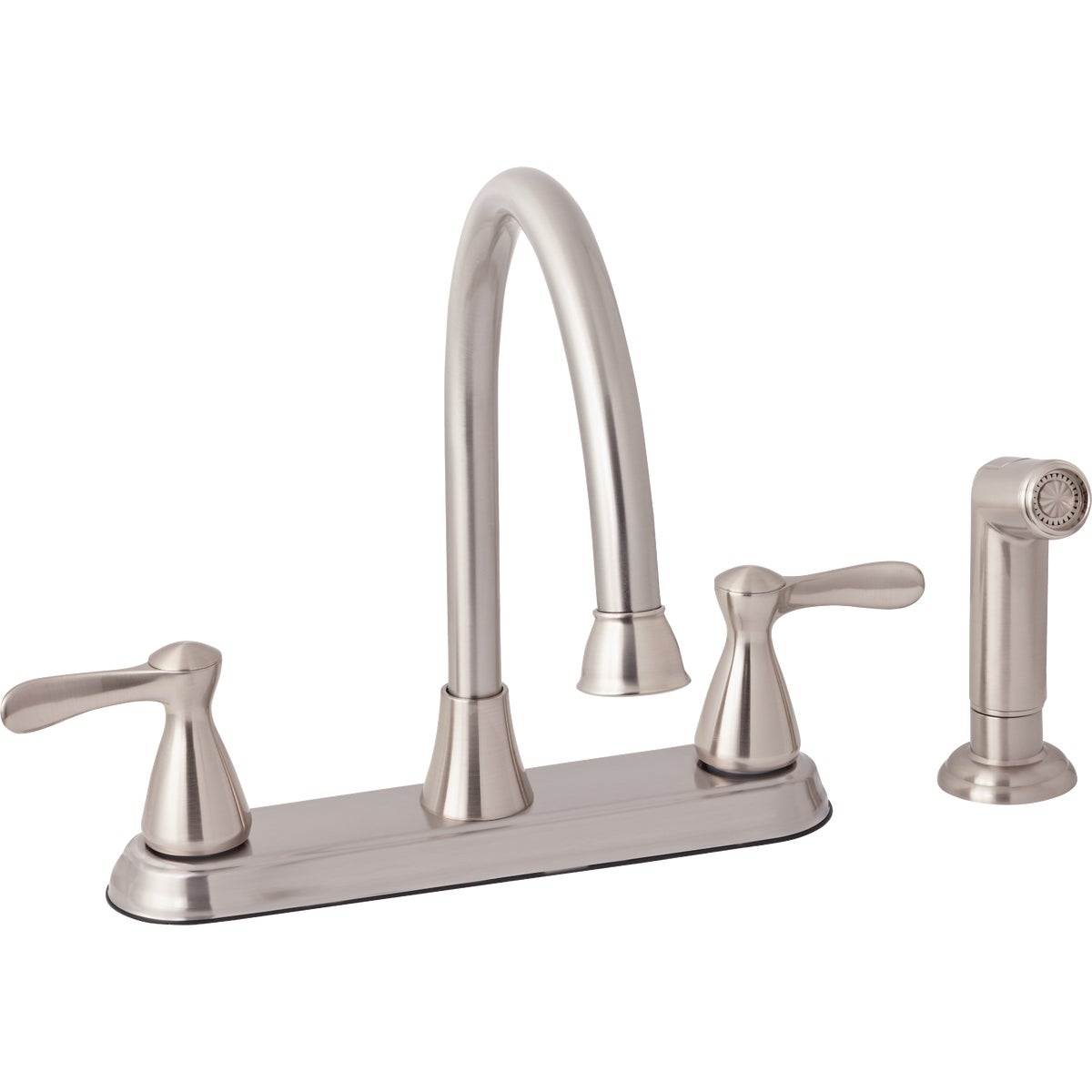 Dual Handle Traditional Lever Kitchen Faucet With Side Spray, Brushed Nickel
