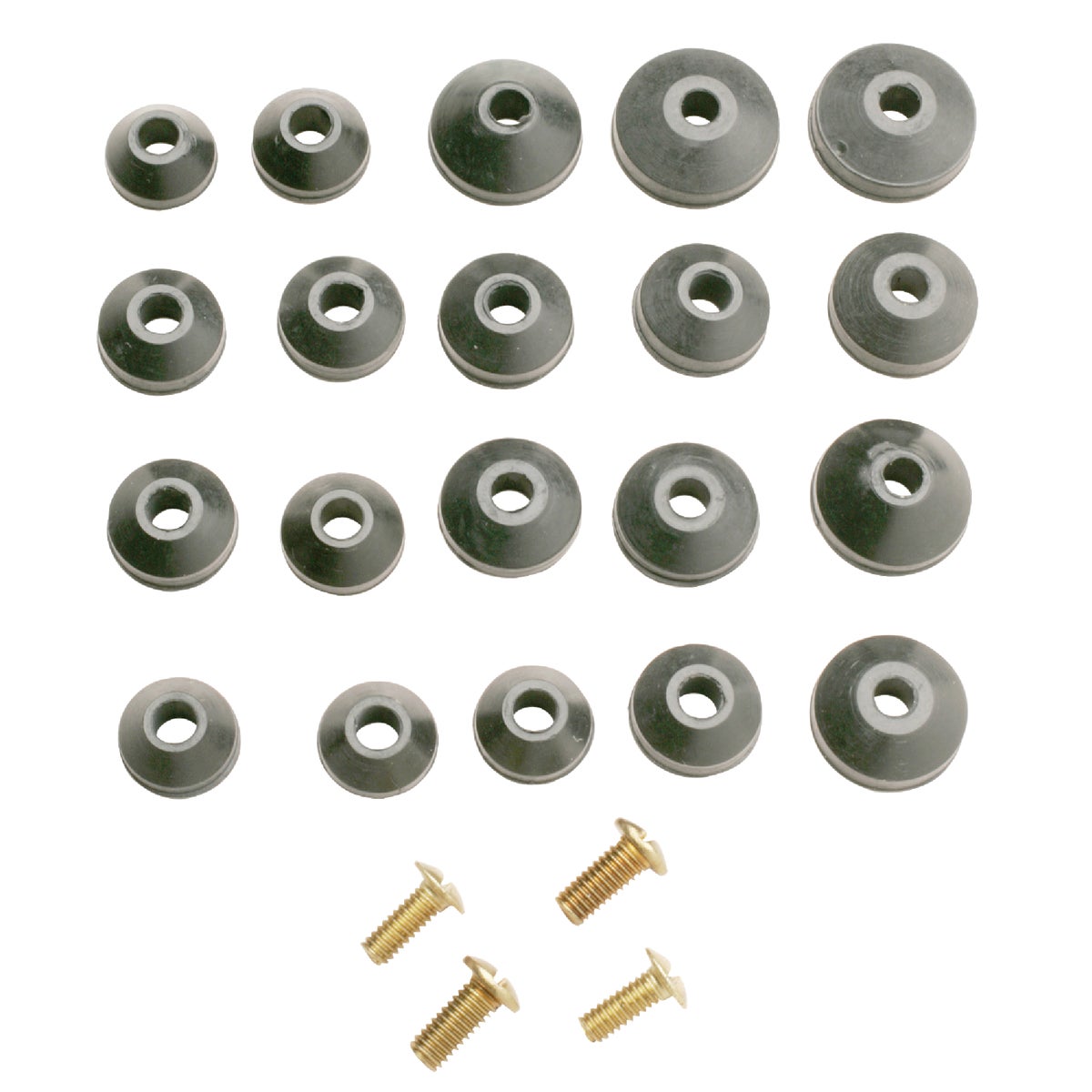 Assorted Black Beveled Faucet Washer Set With Screws - Model 400346