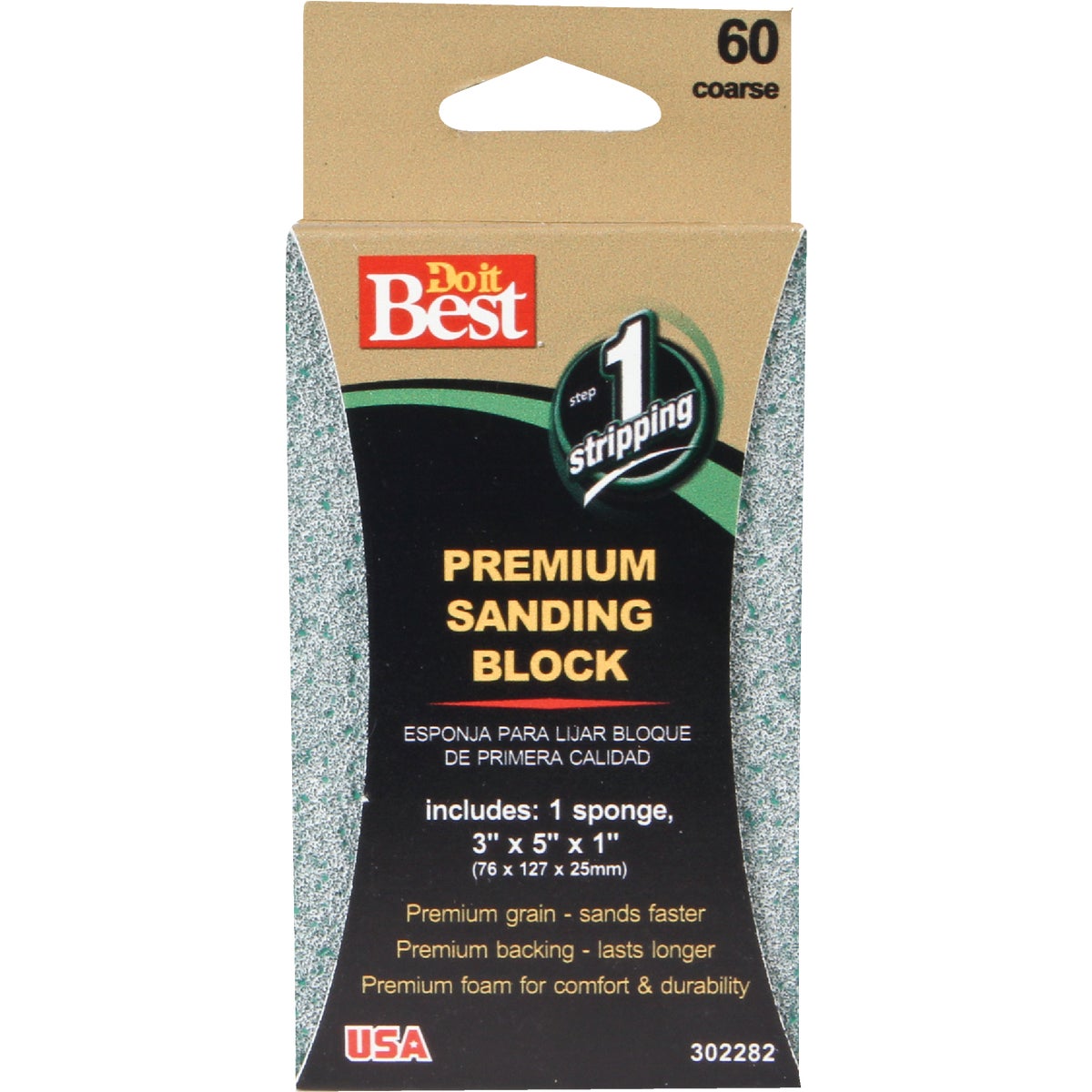 Premium 3 In. X 5 In. X 1 In. 60 Grit Coarse Sanding Sponge