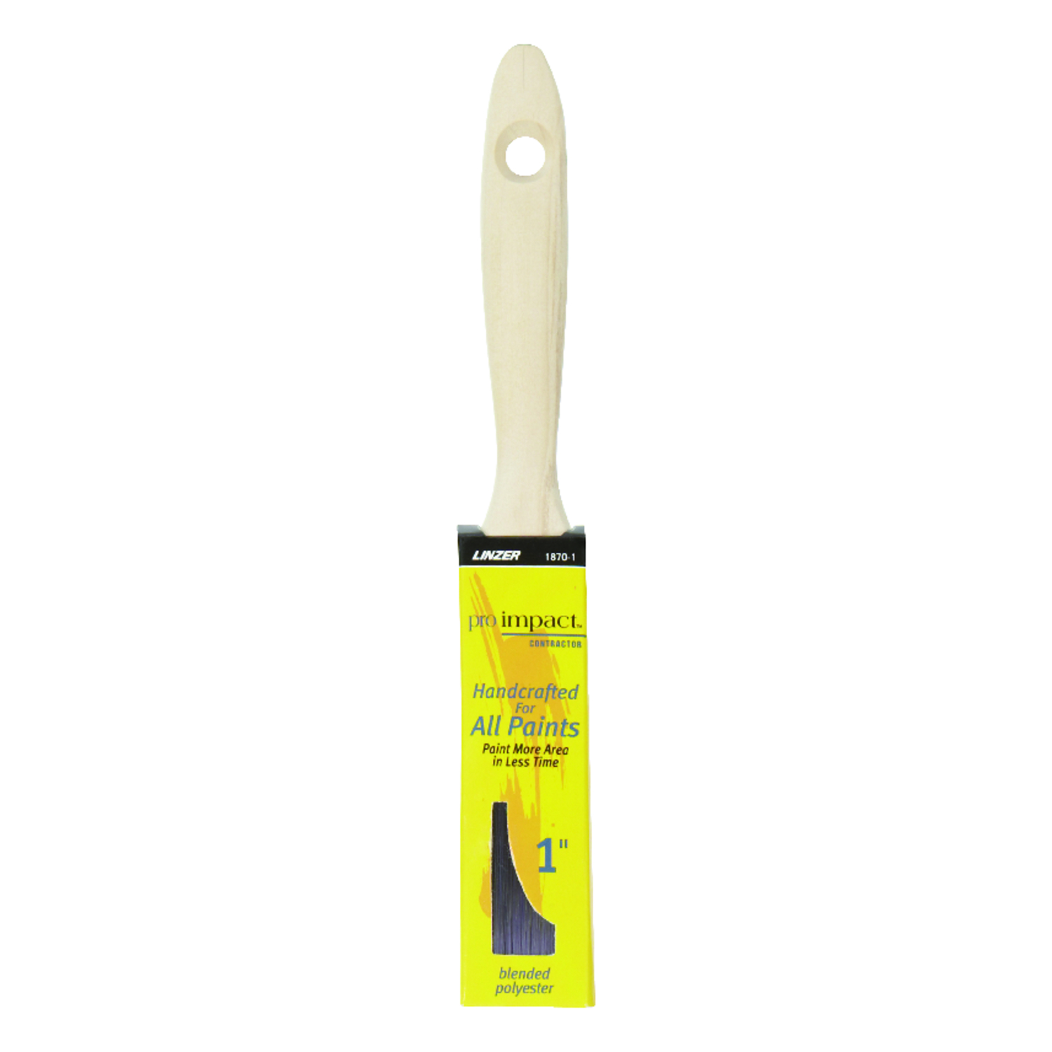 Pro Impact 1 In. Flat Polyester Blend Paint Brush With Natural Wood Handle