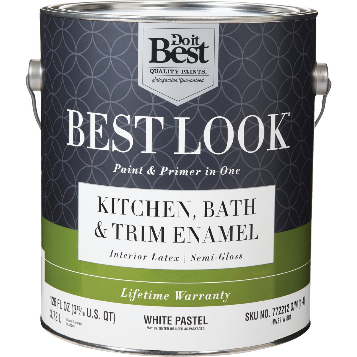 Best Look Latex Paint & Primer In One Semi-gloss Interior Wall Paint, White-pastel Base, 1 Gallon