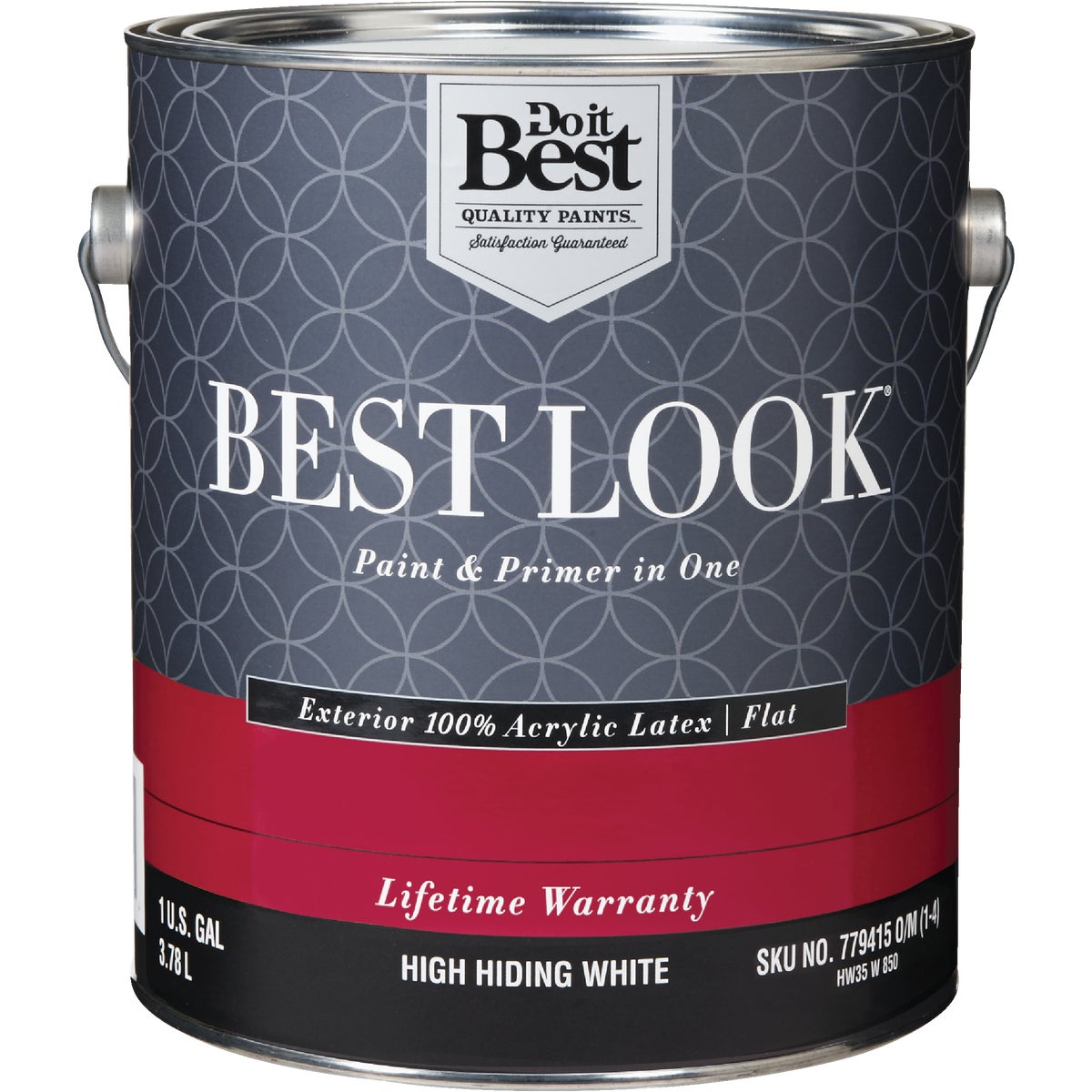 Best Look 100% Acrylic Latex Flat Exterior Paint & Primer, High Hiding White, 1 Gallon