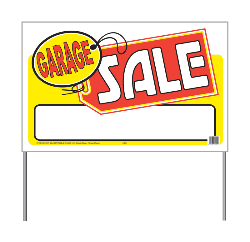 Double-sided Garage Sale Sign, 16 In. H X 26 In. W, Durable Polybag Material