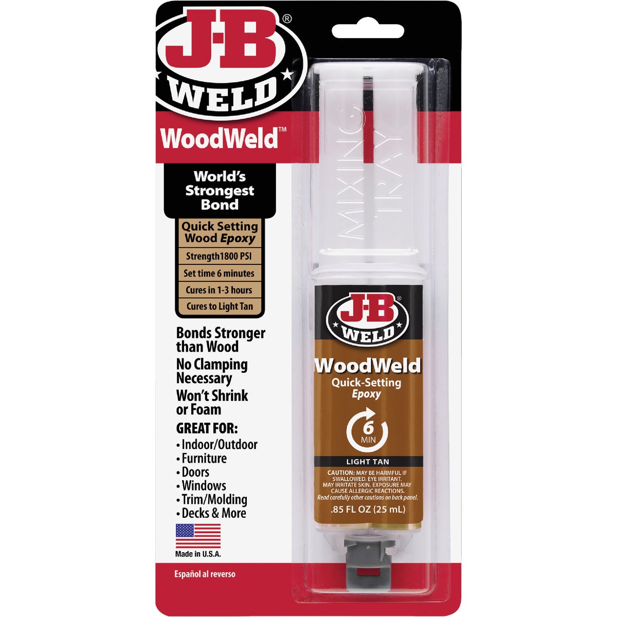 WoodWeld Quick Setting Wood Epoxy Syringe, 25 ml.