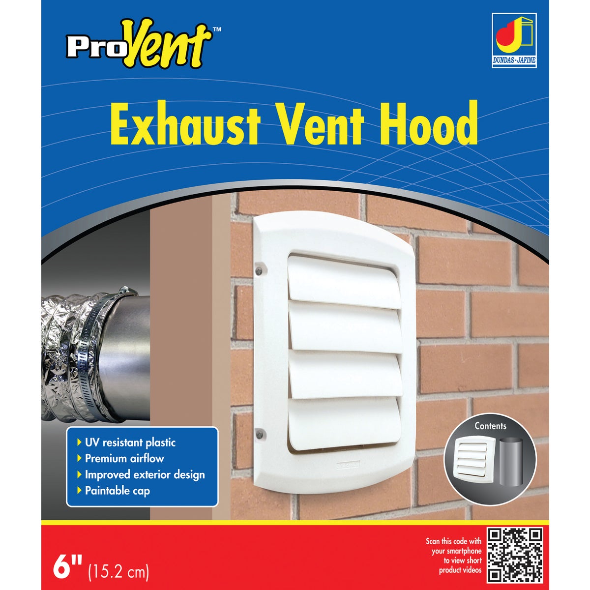 Provent 6 In. White Louvered Dryer Vent Hood With Aluminum Pipe