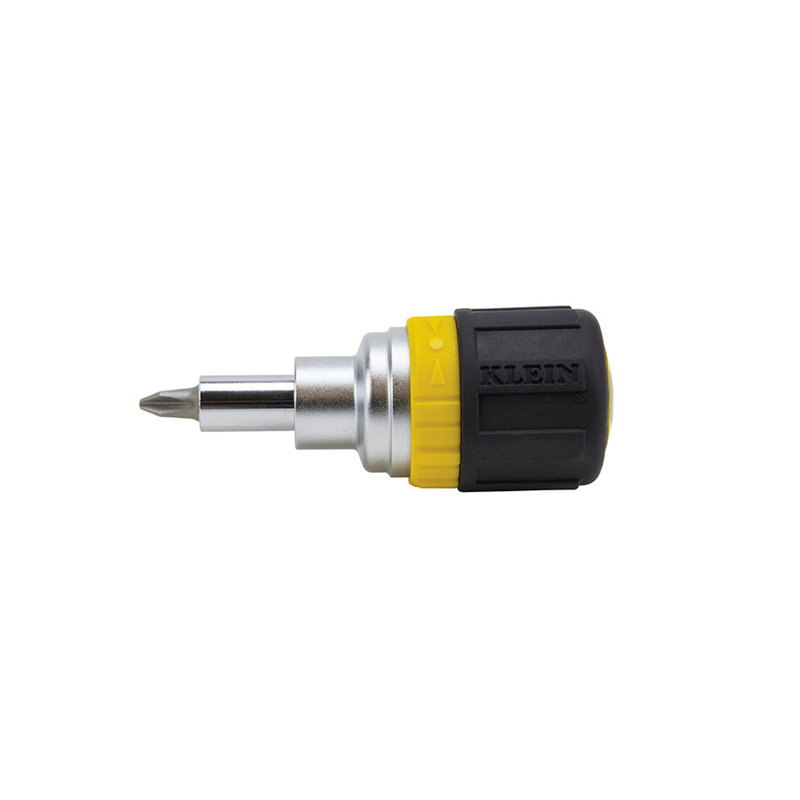 6-in-1 Stubby Ratcheting Screwdriver With Cushion Grip Handle And Nut Drivers