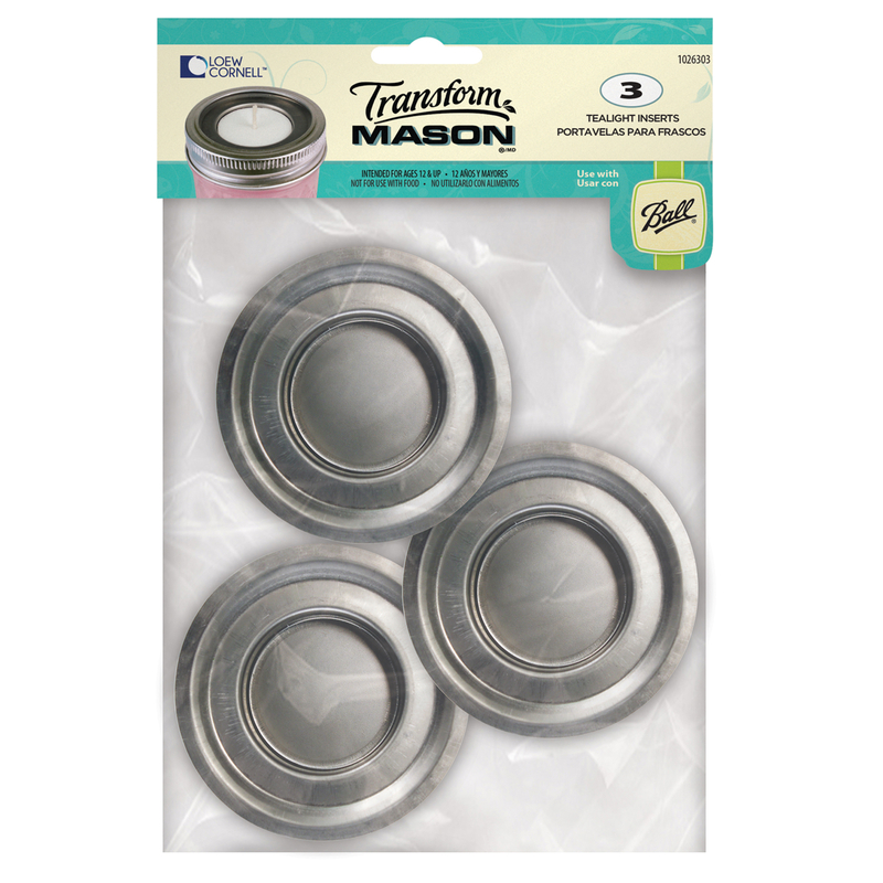 Loew-Cornell Transform Mason Tea Light Ball Lid Inserts - 3 Pack