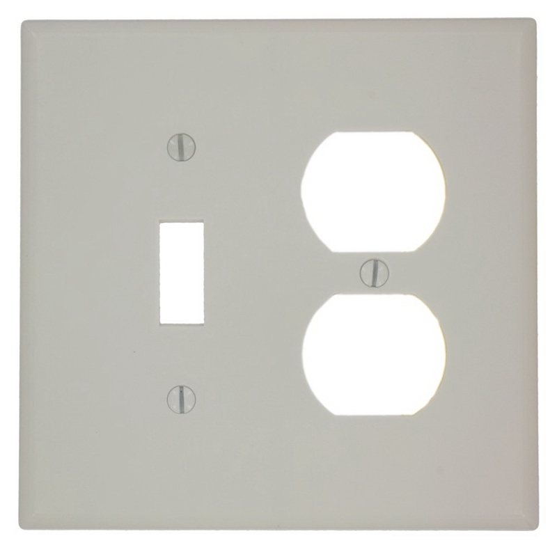Mid-way 2-gang Thermoset Single Toggle/duplex Outlet Wall Plate, Light Almond