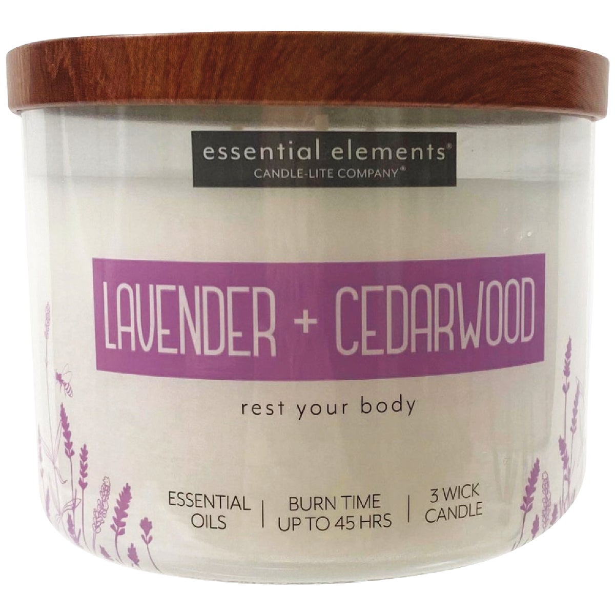 Candle-lite Essential Elements 14.75 Oz. Lavender & Cedarwood 3-wick Jar Candle