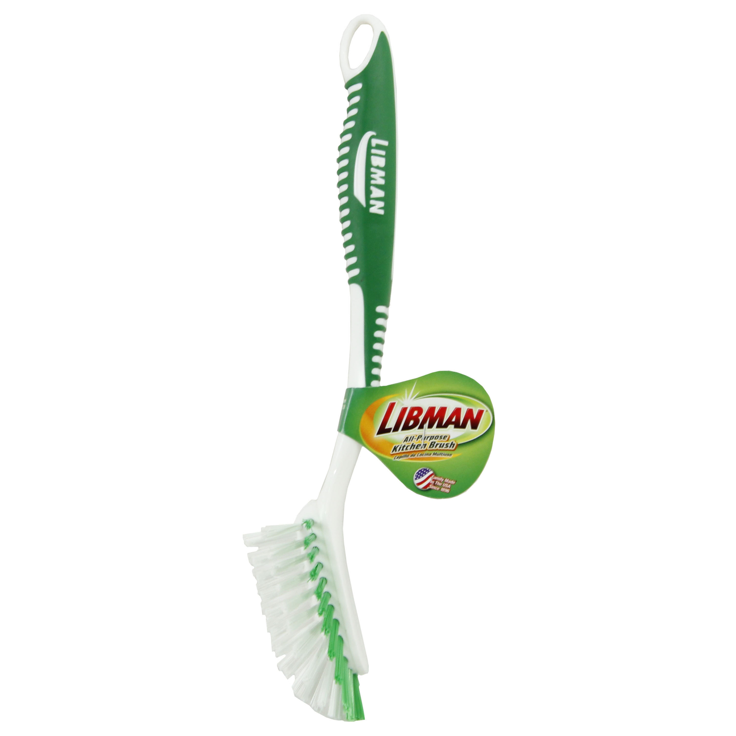 8 In. Ergonomic Rubber Grip Dish Brush With Polymer Bristles
