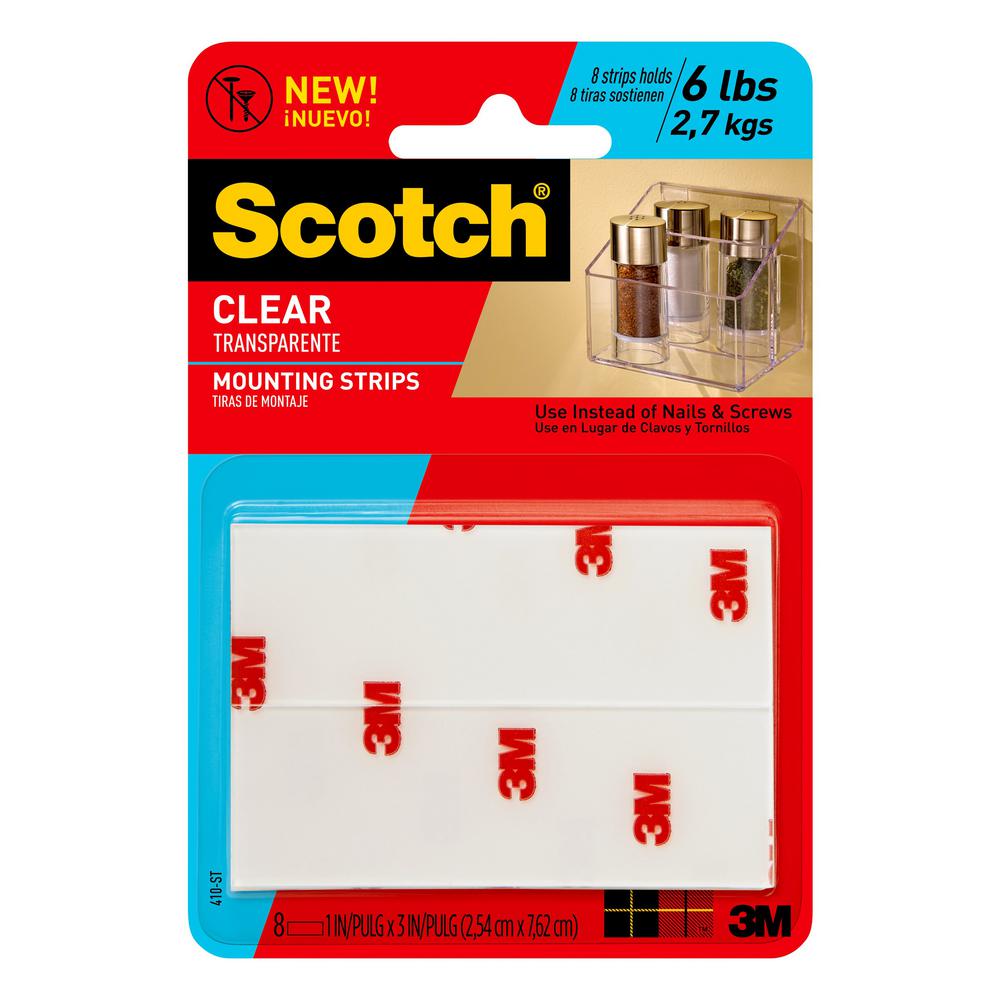 Scotch Mount 1 In. x 3 In. Clear Double-Sided Mounting Strips (8-Count)