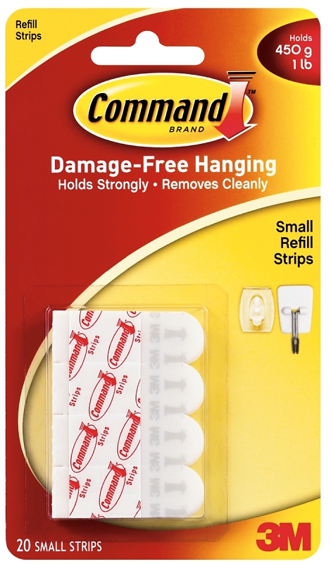 Command Small Adhesive Strip, White, 20 Strips