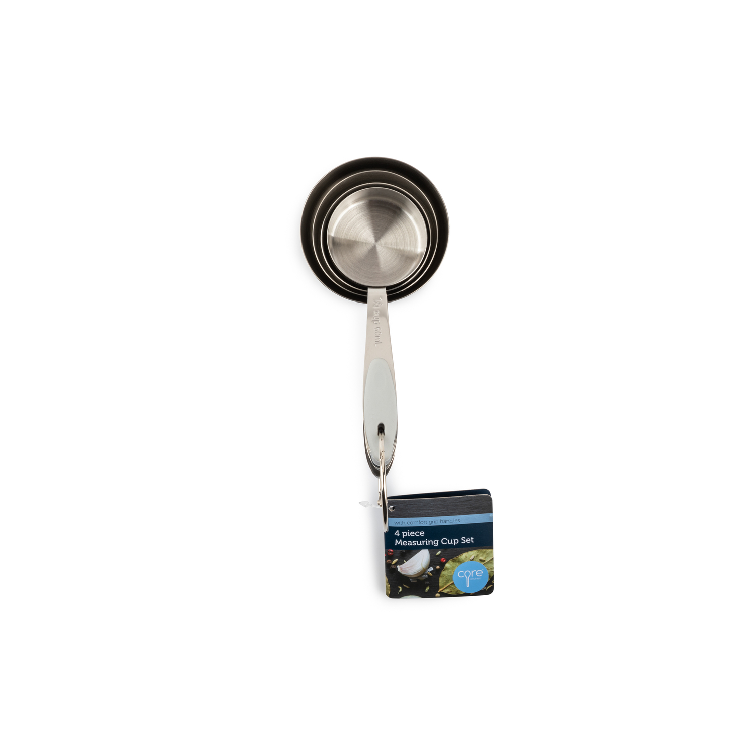 Silicone And Stainless Steel Gray Measuring Cup Set - 4 Piece