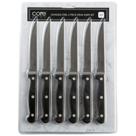 6-piece Carbon Steel Everyday Steak Knife Set In Black