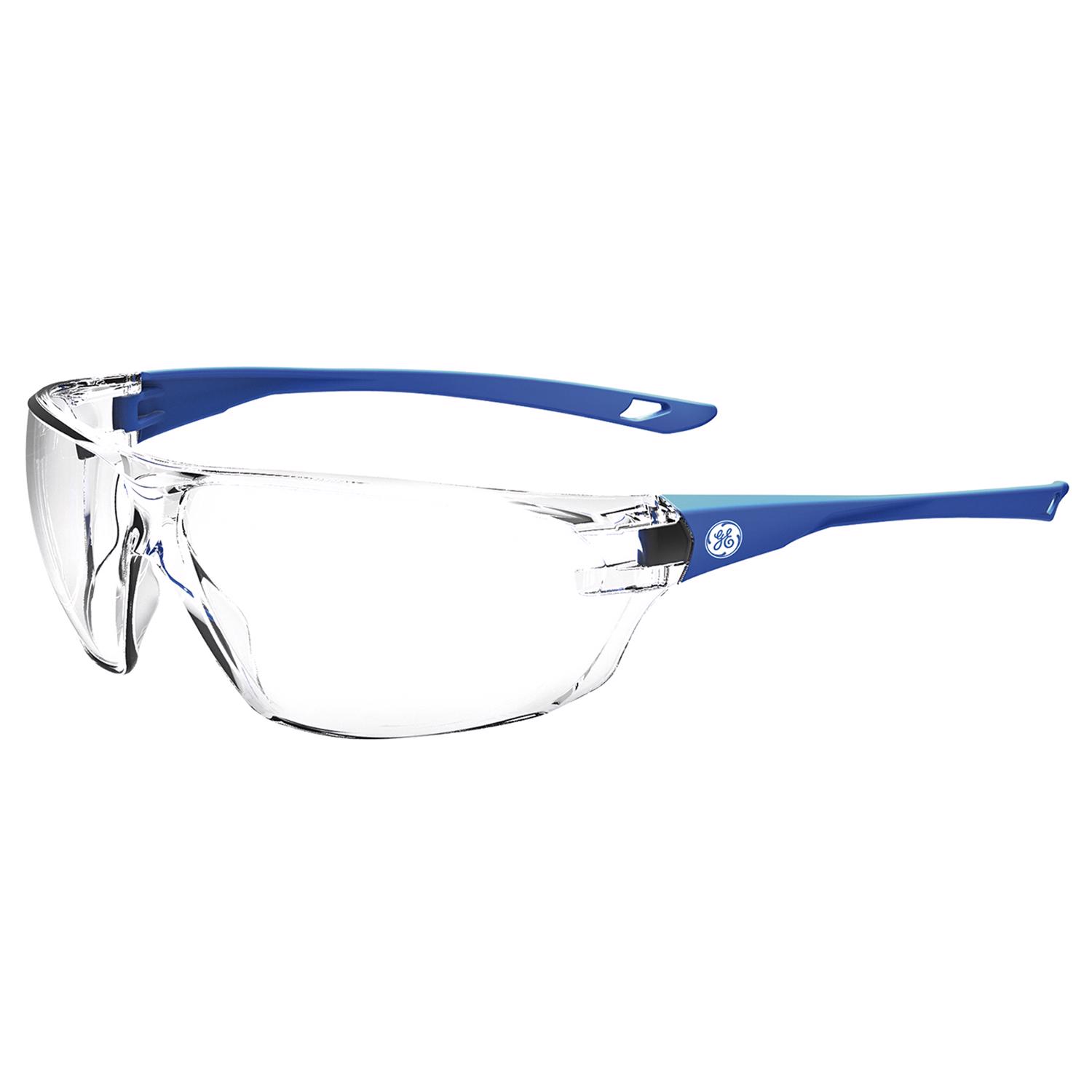 General Electric 2022087 Anti-Fog Impact-Resistant Clear Lens Frame Safety Glass, Blue