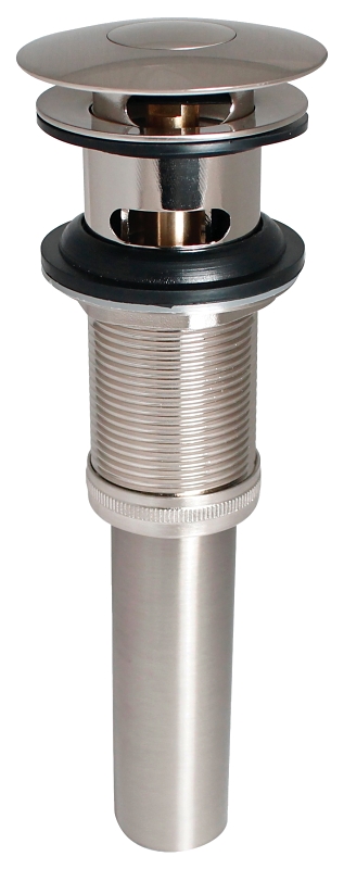 1-1/4 In. Brushed Nickel Brass Universal Push Button Bathroom Sink Drain With Overflow