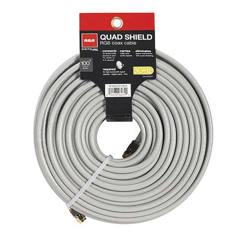100 Ft. White Rg6u Quad Shield Coaxial Cable For Hdtv And Satellite