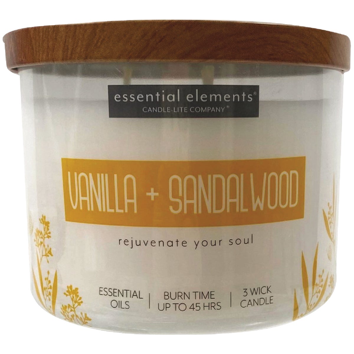 Essential Elements 14.75 Oz. Vanilla & Sandalwood 3-wick Jar Candle