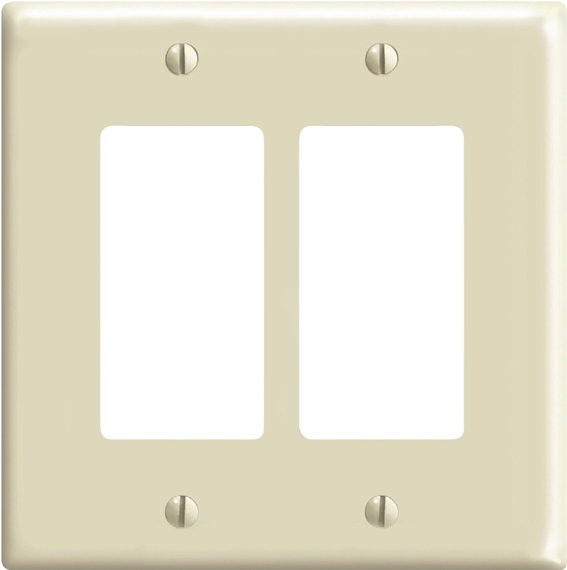 Mid-way 2-gang Smooth Plastic Rocker Decorator Wall Plate, Ivory