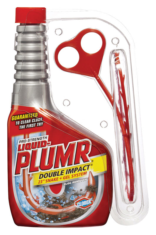 Liquid-plumr Double Impact Gel Clog Remover With 23 Inch Snake Tool, 18 Oz.