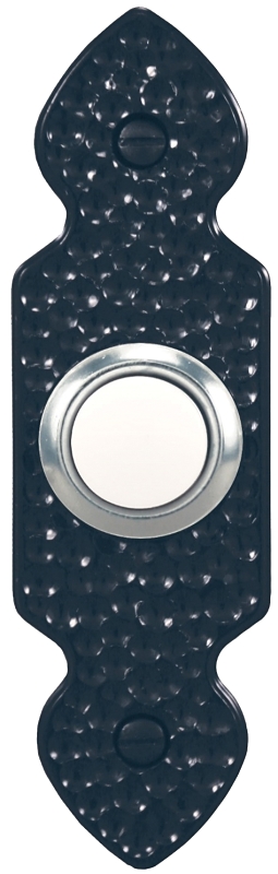 Sl-829-02 Wired Pushbutton Doorbell With Lighted Center And Hammered Black Finish