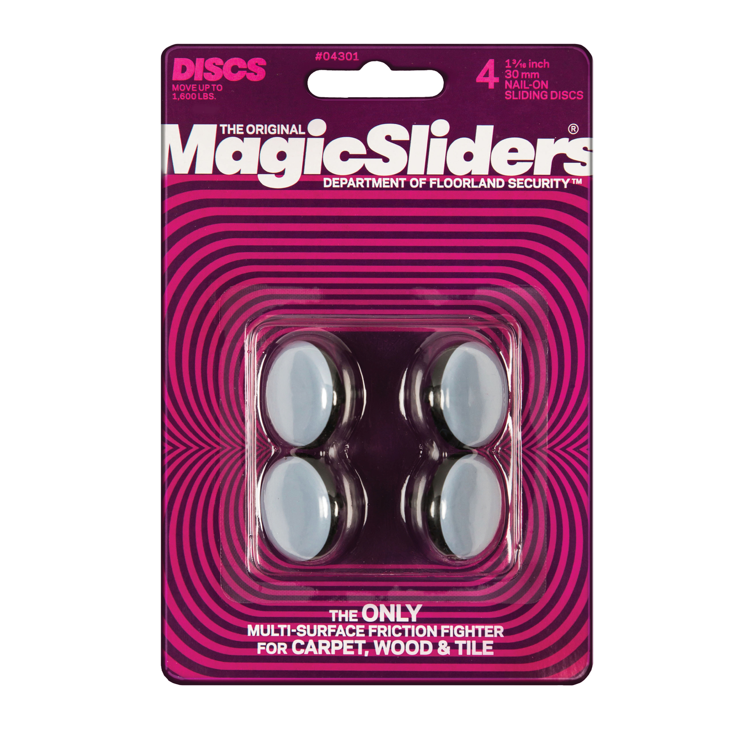 Magic Sliders 1-3/16 In. Round Nail on Furniture Glide,(4-Pack)