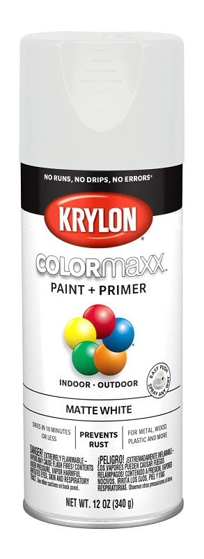 Colormaxx Matte Spray Paint & Primer, 12 Oz, White