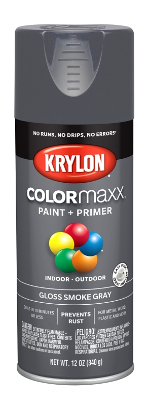 COLORmaxx Spray Paint + Primer, Gloss Smoke Gray, 12-oz.