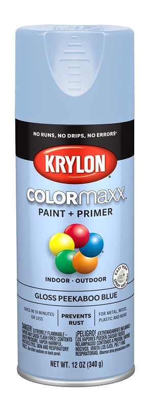 COLORmaxx Spray Paint + Primer, Gloss Peekaboo Blue, 12-oz.