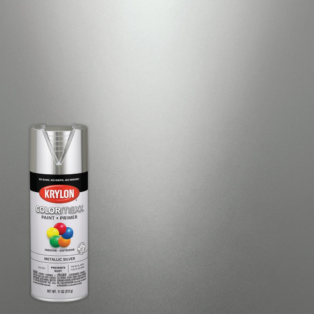 COLORmaxx Spray Paint + Primer, Metallic Silver, 12-oz.