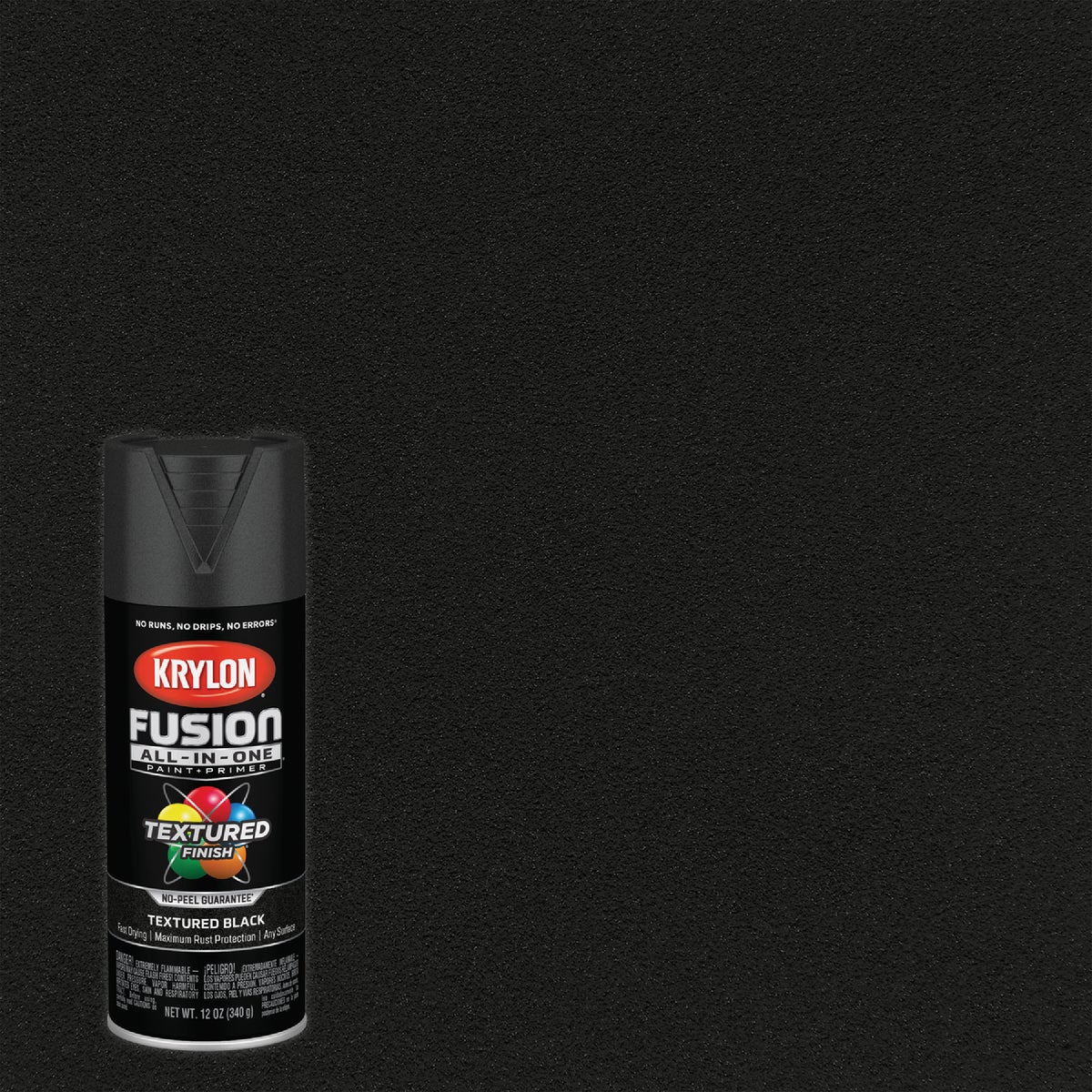 Fusion All-In-One Spray Paint and Primer, Textured Black Finish, 12 Ounce Can