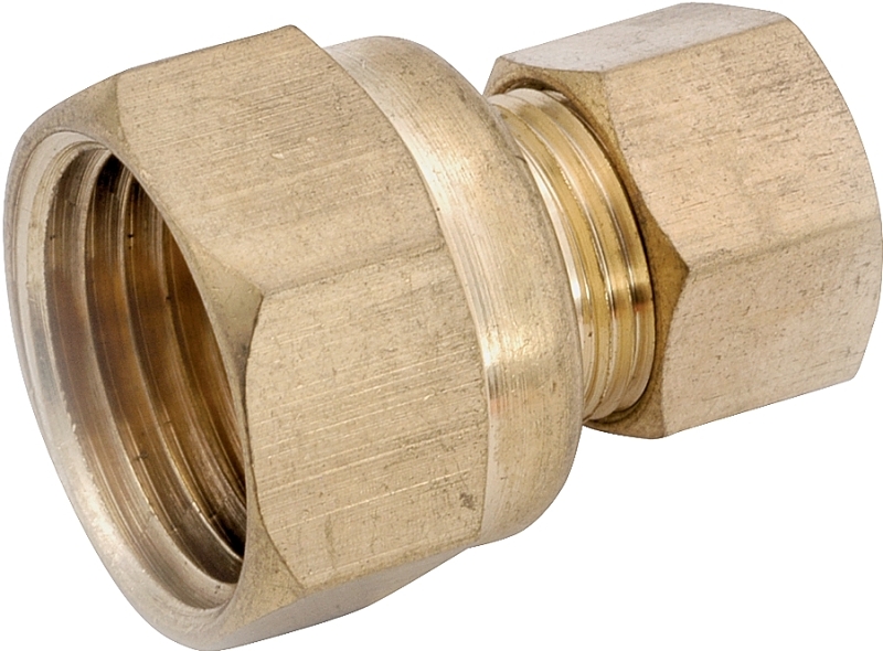 Compression Fitting, Connector, Lead Free Brass, 1/2 Compression x 3/8 In. FPT
