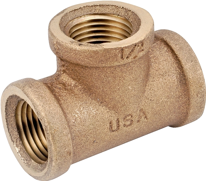 Pipe Tee, Rough Brass, 1/2 In.