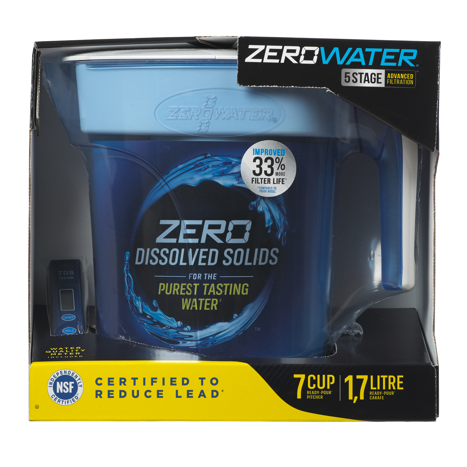 Water Filtration Pitcher, Blue & White, 7-Cup