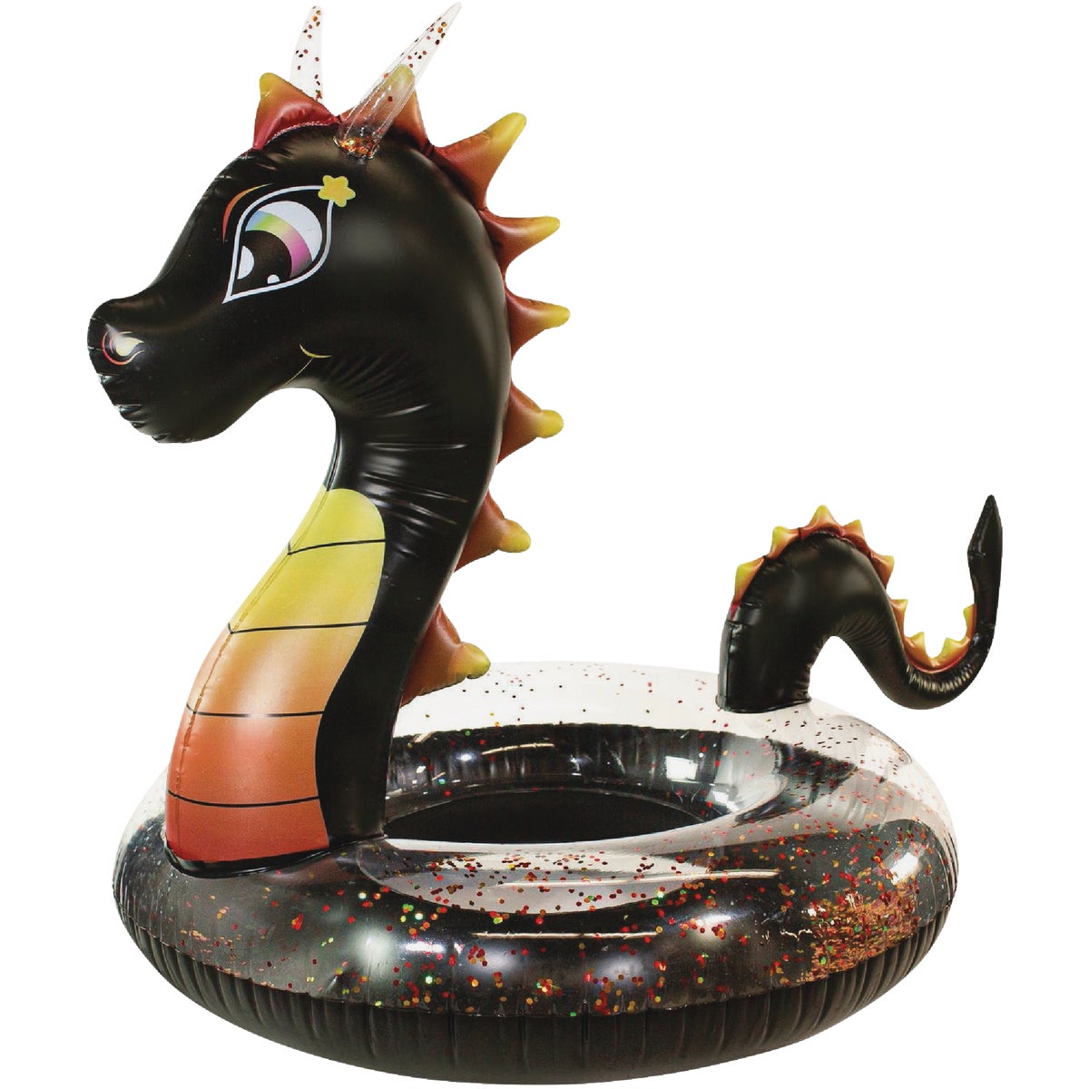 42 In. Black Dragon Inflatable Pool Tube Float - Glittery Fun