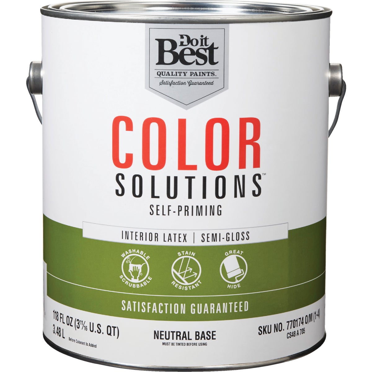 Self-priming Semi-gloss Interior Wall Paint, Neutral Base, 1 Gallon